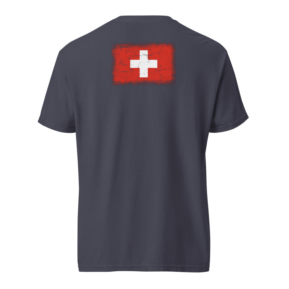 Switzerland Flag Tee — Back — Navy