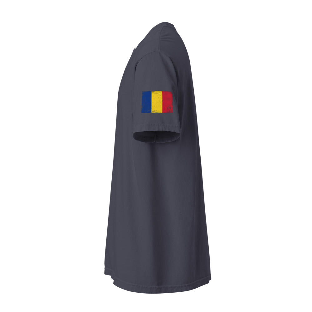 Romania Flag Tee — Sleeve — Navy