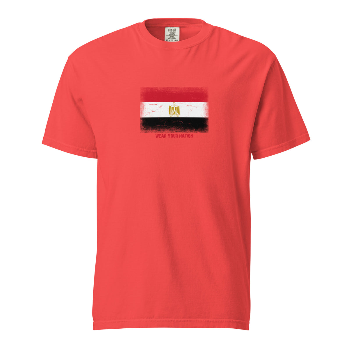 Egypt flag t-shirt in Paprika, vintage-washed print, large flag on the chest, unisex cut, front view