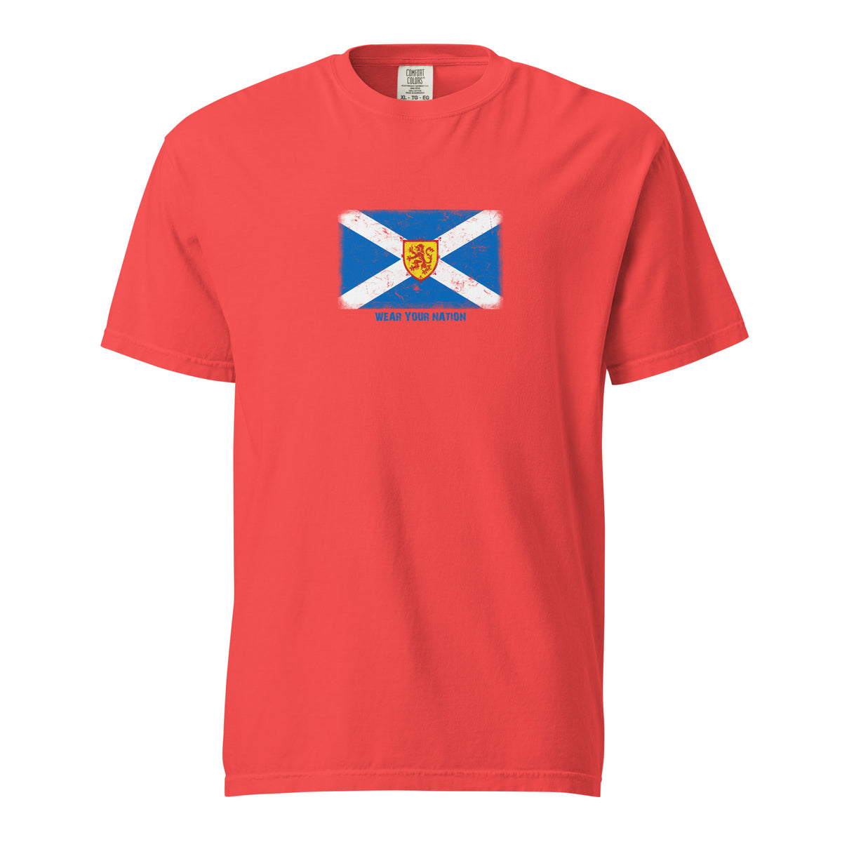 Scotland flag t-shirt in Paprika, vintage-washed print, large flag on the chest, unisex cut, front view