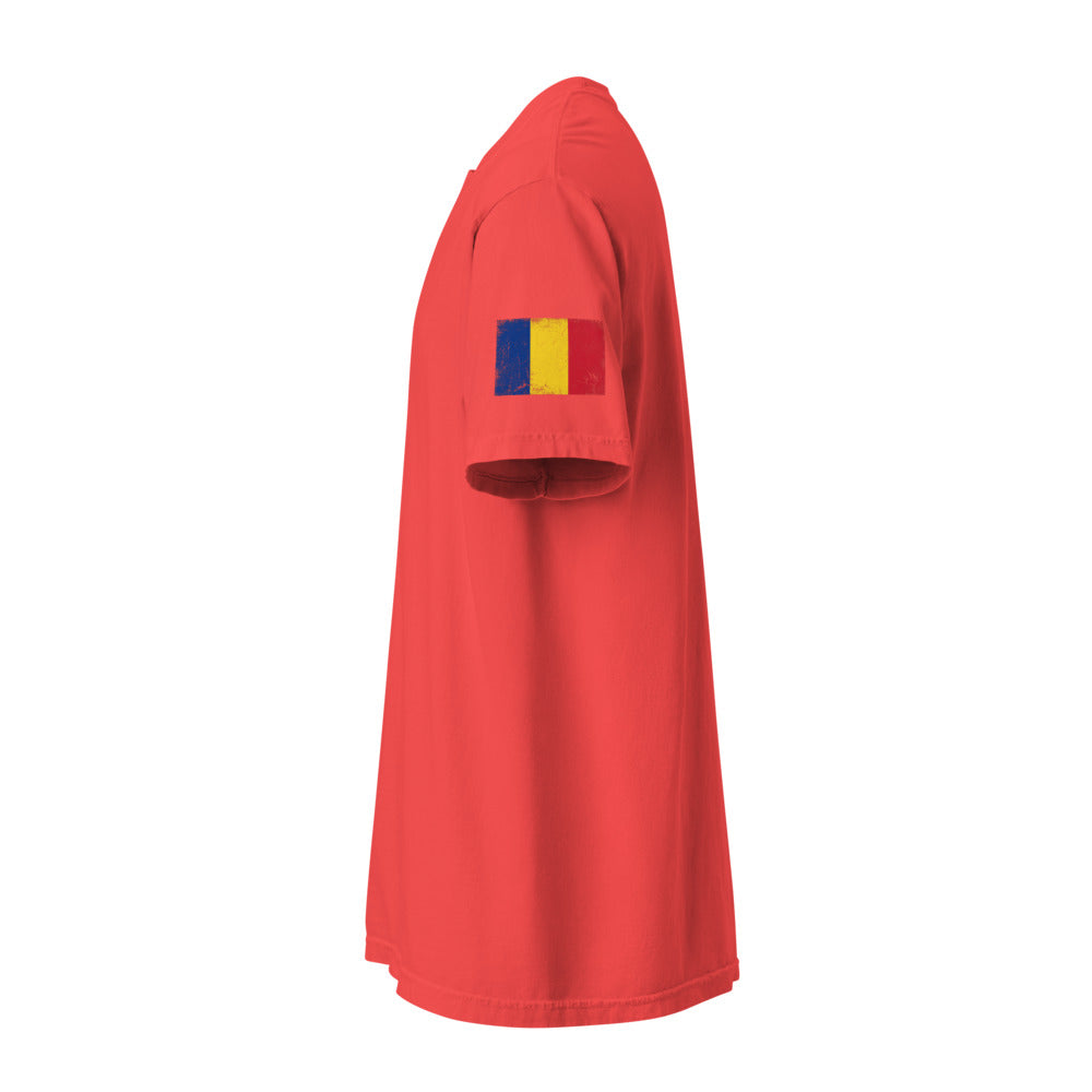 Romania Flag Tee — Sleeve — Paprika