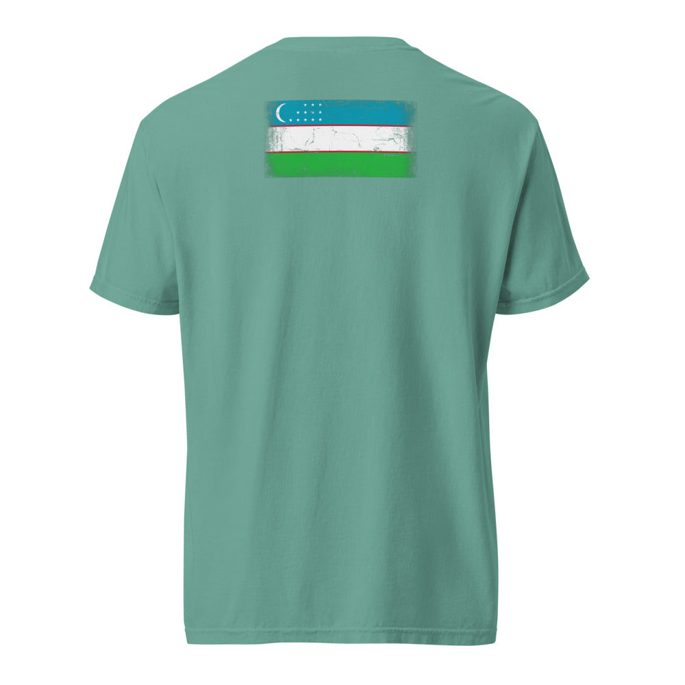 Uzbekistan Flag Tee — Back — Seafoam