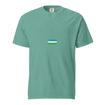 Uzbekistan Flag Tee | Minimal | Unisex | Heavyweight Cotton
