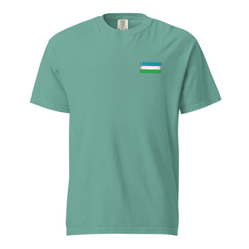 Uzbekistan Flag Tee | Front | Unisex | Heavyweight Cotton