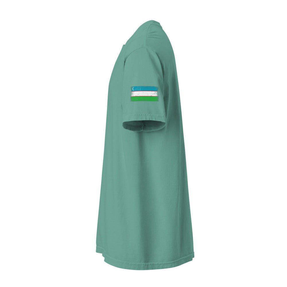 Uzbekistan Flag Tee — Sleeve — Seafoam