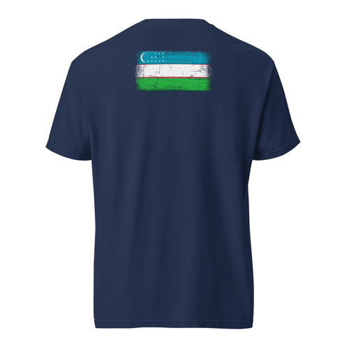 Uzbekistan Flag Tee — Back — True Navy