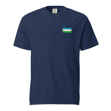 Uzbekistan Flag Tee | Front | Unisex | Heavyweight Cotton