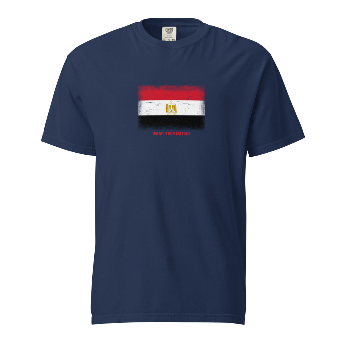 Egypt flag t-shirt in True Navy, vintage-washed print, large flag on the chest, unisex cut, front view