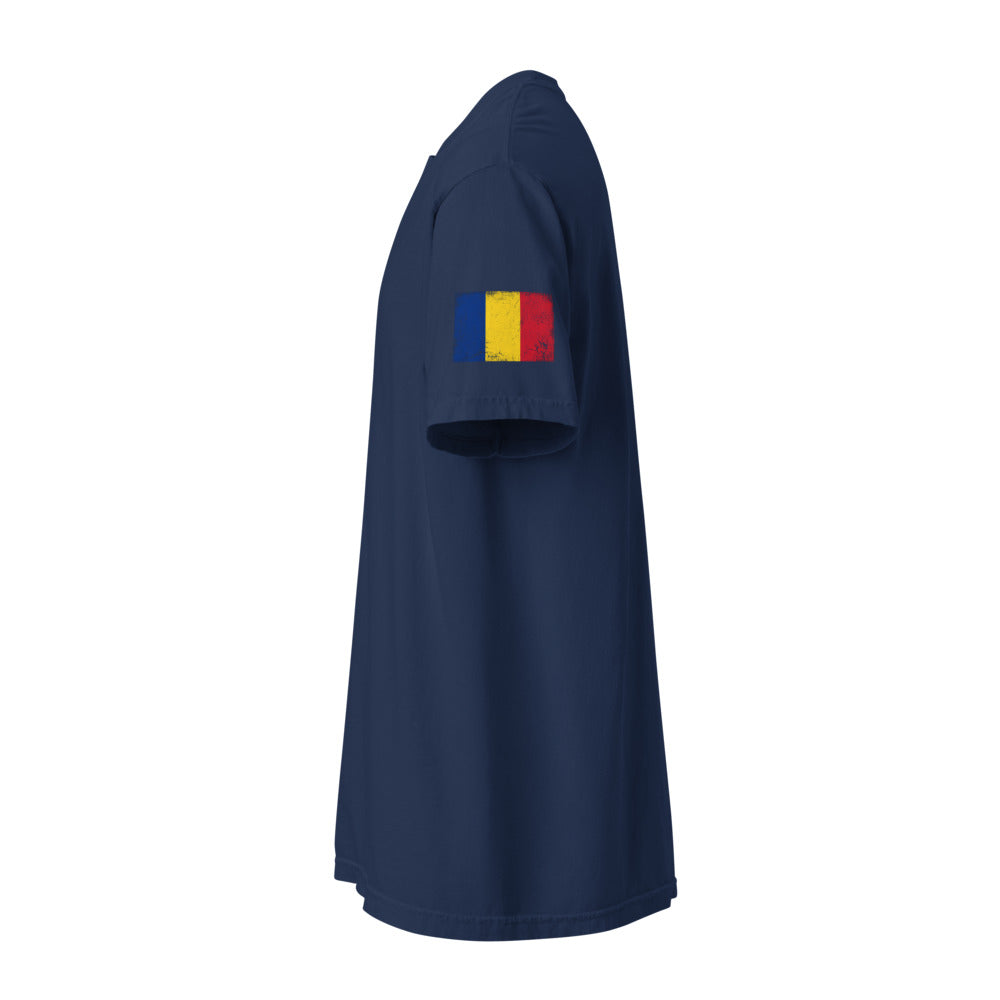 Romania Flag Tee — Sleeve — True Navy