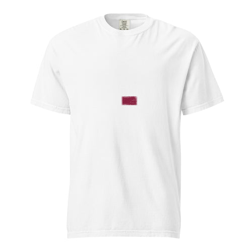 Qatar flag t-shirt in White, vintage-washed print, small flag on the chest, unisex cut, front view