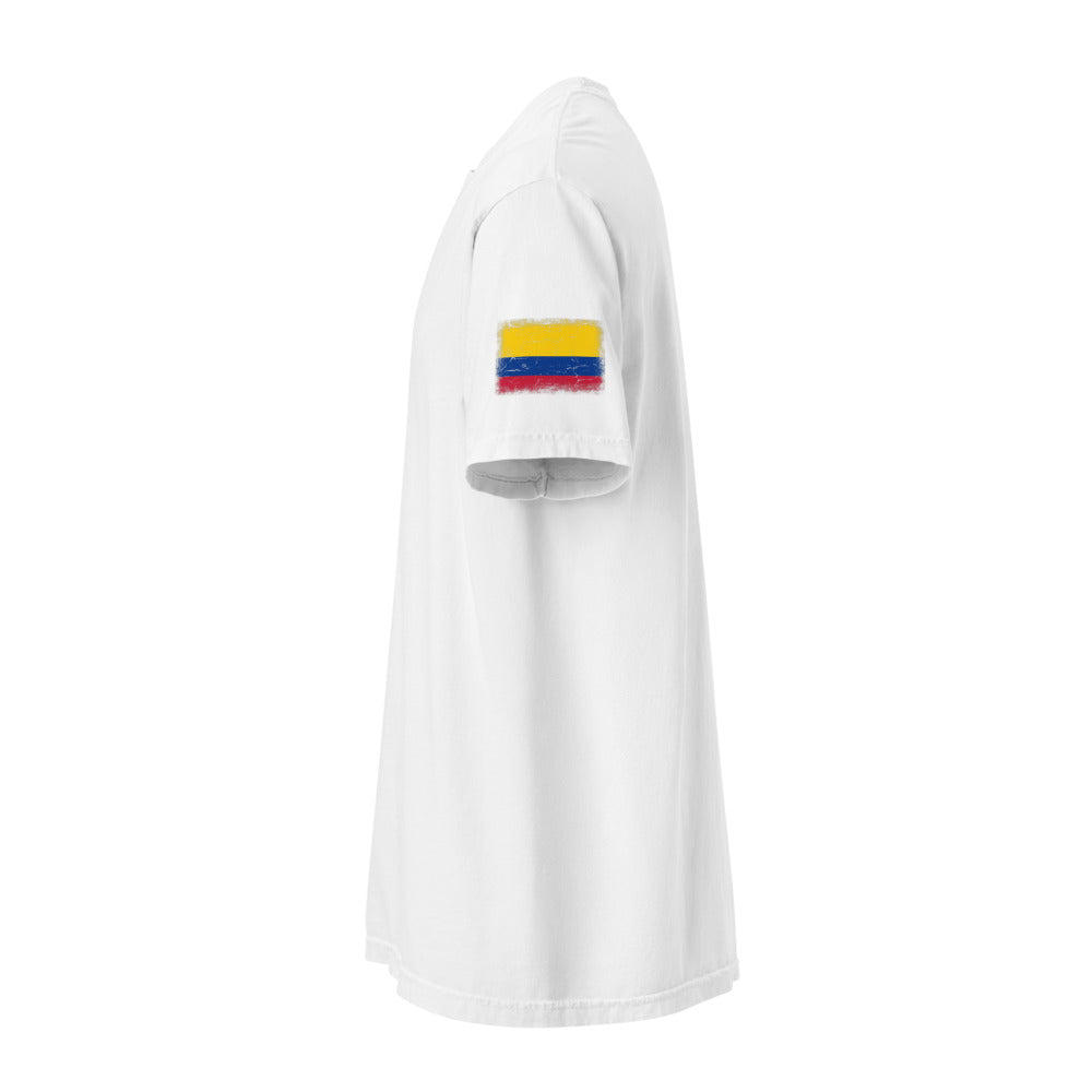 Colombia Flag Tee — Sleeve — White