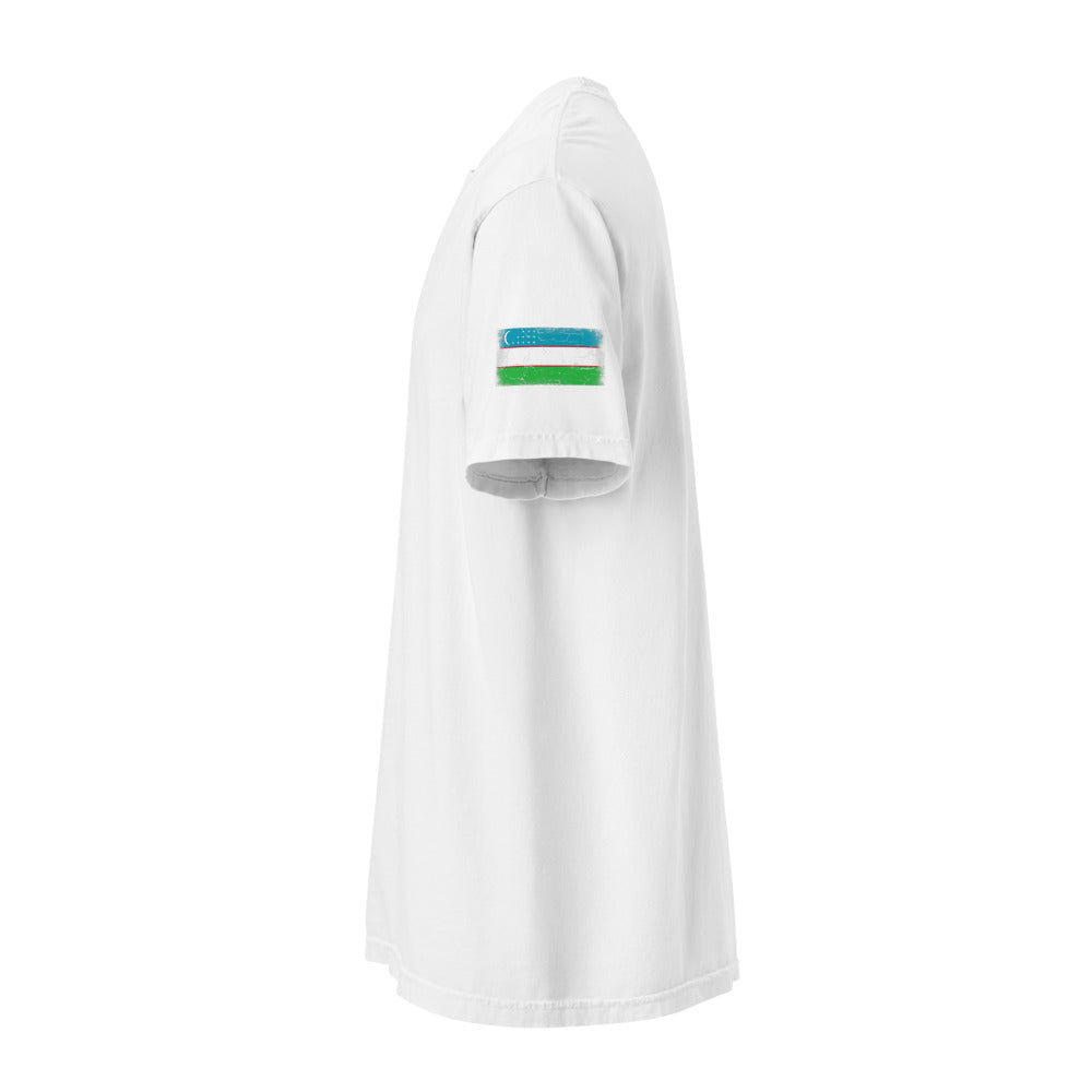 Uzbekistan Flag Tee — Sleeve — White
