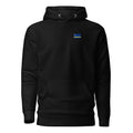 Curaçao flag hoodie in Black, vintage-washed print, small flag on the left chest, unisex cut, front view