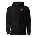 Czechia flag hoodie in Black, vintage-washed print, small flag on the left chest, unisex cut, front view