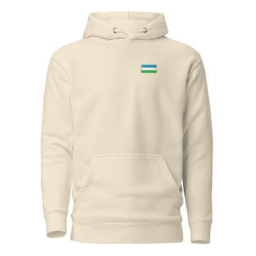 Uzbekistan Flag Hoodie | Front | Unisex | Heavyweight Fleece