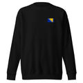 Bosnia and Herzegovina flag sweatshirt in Black, vintage-washed print, small flag on the left chest, unisex cut, front view
