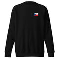 Czechia flag sweatshirt in Black, vintage-washed print, small flag on the left chest, unisex cut, front view