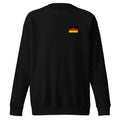 Germany flag sweatshirt in Black, vintage-washed print, small flag on the left chest, unisex cut, front view