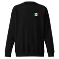 Mexico flag sweatshirt in Black, vintage-washed print, small flag on the left chest, unisex cut, front view