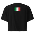 Italy flag crop top in Black, vintage-washed print, flag across the upper back, women cut, back view