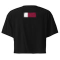 Qatar flag crop top in Black, vintage-washed print, flag across the upper back, women cut, back view