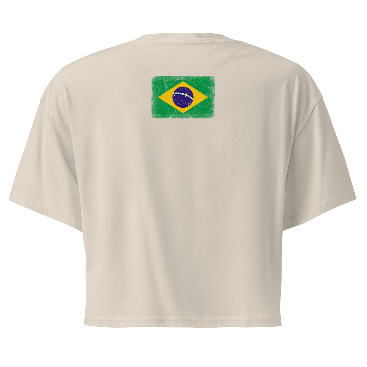 Brasil flag crop top in Bone, vintage-washed print, flag across the upper back, women cut, back view