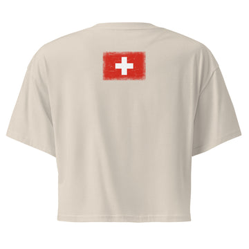 Switzerland Flag Crop Top | Back Print | Women | Combed Cotton