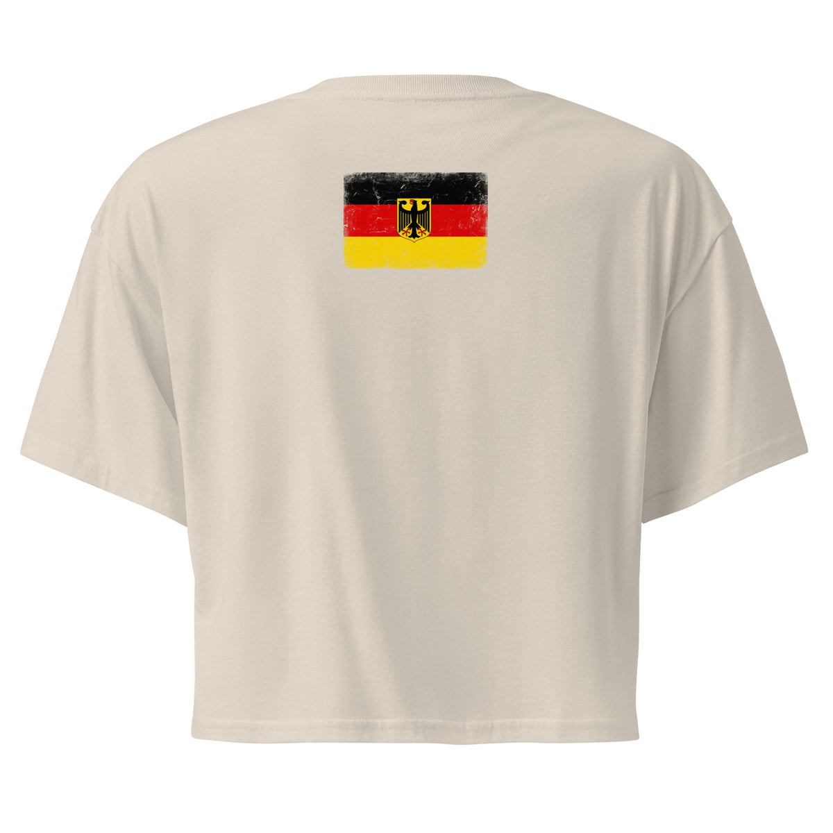 Germany flag crop top in Bone, vintage-washed print, flag across the upper back, women cut, back view
