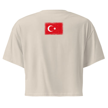 Turkey Flag Crop Top | Back Print | Women | Combed Cotton