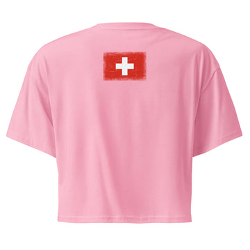 Switzerland Flag Crop Top | Back Print | Women | Combed Cotton