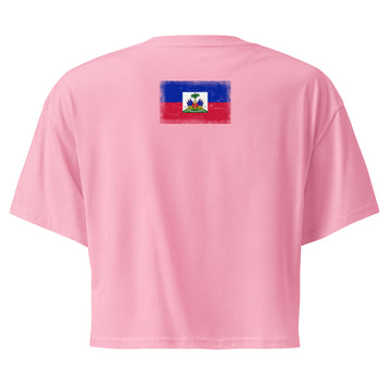 Haiti Flag Crop Top | Back Print | Women | Combed Cotton