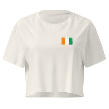 Côte d'Ivoire Flag Crop Top | Front | Women | Combed Cotton