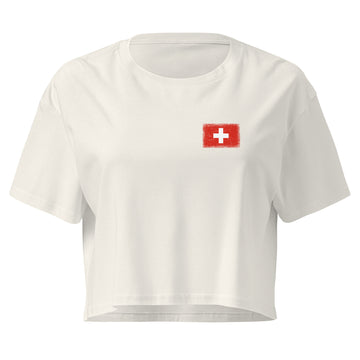 Switzerland Flag Crop Top | Front | Women | Combed Cotton