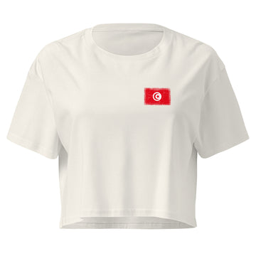 Tunisia Flag Crop Top | Front | Women | Combed Cotton