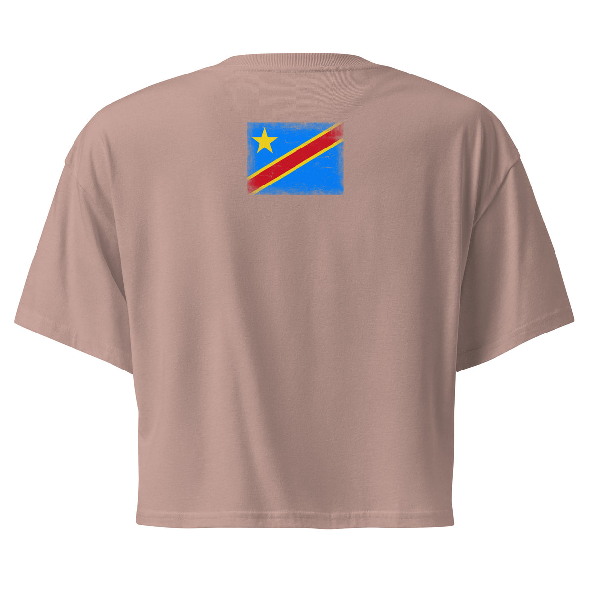 Congo flag crop top in Hazy Pink, vintage-washed print, flag across the upper back, women cut, back view