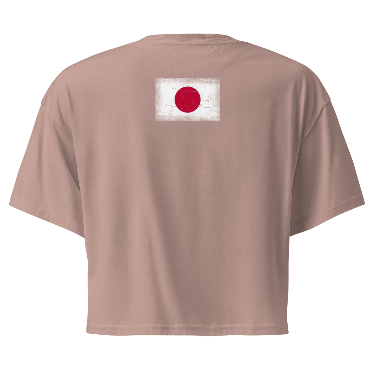 Japan flag crop top in Hazy Pink, vintage-washed print, flag across the upper back, women cut, back view