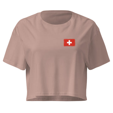 Switzerland Flag Crop Top | Front | Women | Combed Cotton