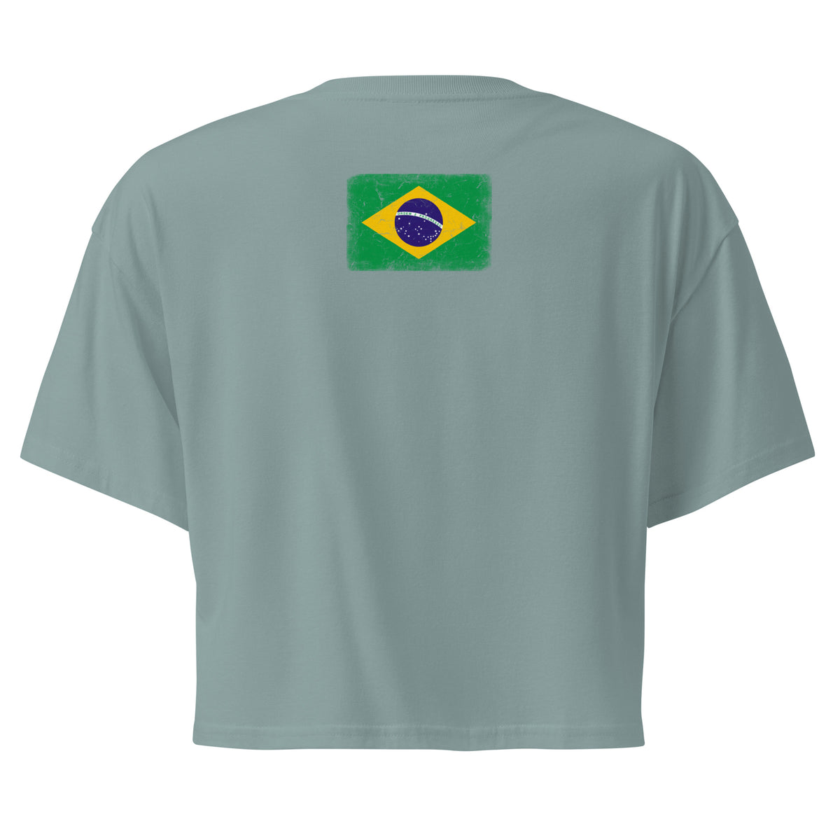 Brasil flag crop top in Mineral, vintage-washed print, flag across the upper back, women cut, back view