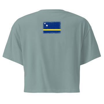 Curaçao Flag Crop Top | Back Print | Women | Combed Cotton