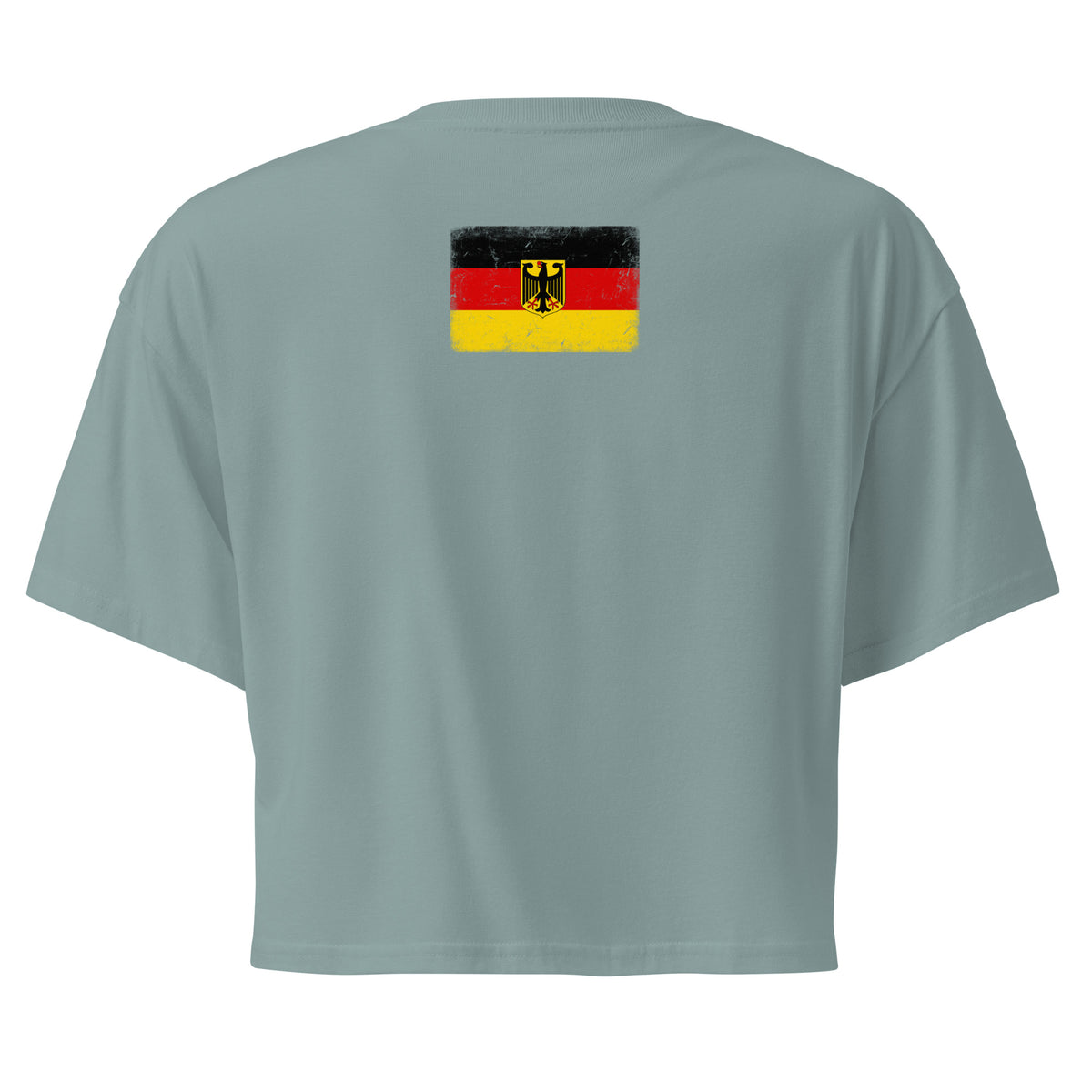 Germany flag crop top in Mineral, vintage-washed print, flag across the upper back, women cut, back view