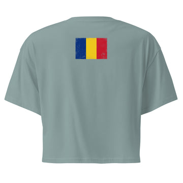 Romania Flag Crop Top | Back Print | Women | Combed Cotton