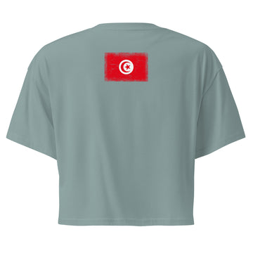 Tunisia Flag Crop Top | Back Print | Women | Combed Cotton