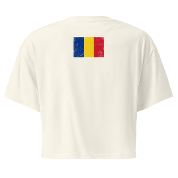 Romania Flag Crop Top | Back Print | Women | Combed Cotton