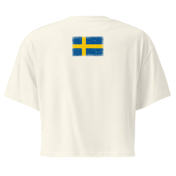 Sweden Flag Crop Top | Back Print | Women | Combed Cotton