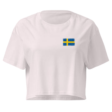 Sweden Flag Crop Top | Front | Women | Combed Cotton