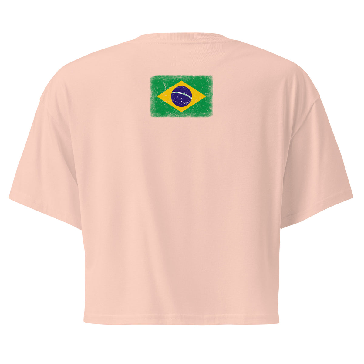 Brasil flag crop top in Pale Pink, vintage-washed print, flag across the upper back, women cut, back view