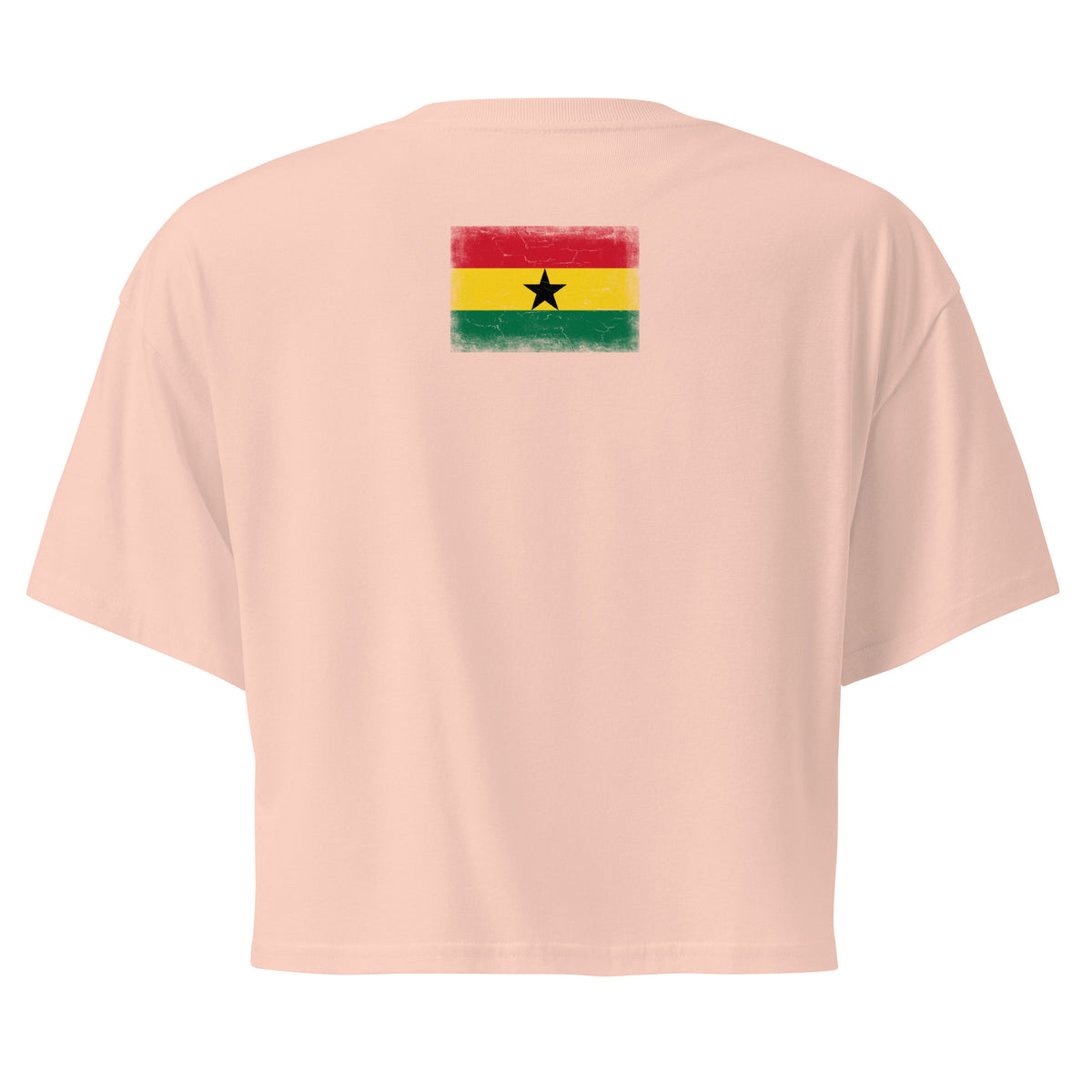 Ghana flag crop top in Pale Pink, vintage-washed print, flag across the upper back, women cut, back view