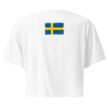 Sweden Flag Crop Top | Back Print | Women | Combed Cotton