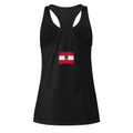 Austria flag racerback tank top in Black, vintage-washed print, flag across the upper back, women cut, back view