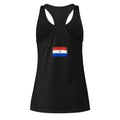 Paraguay flag racerback tank top in Black, vintage-washed print, flag across the upper back, women cut, back view